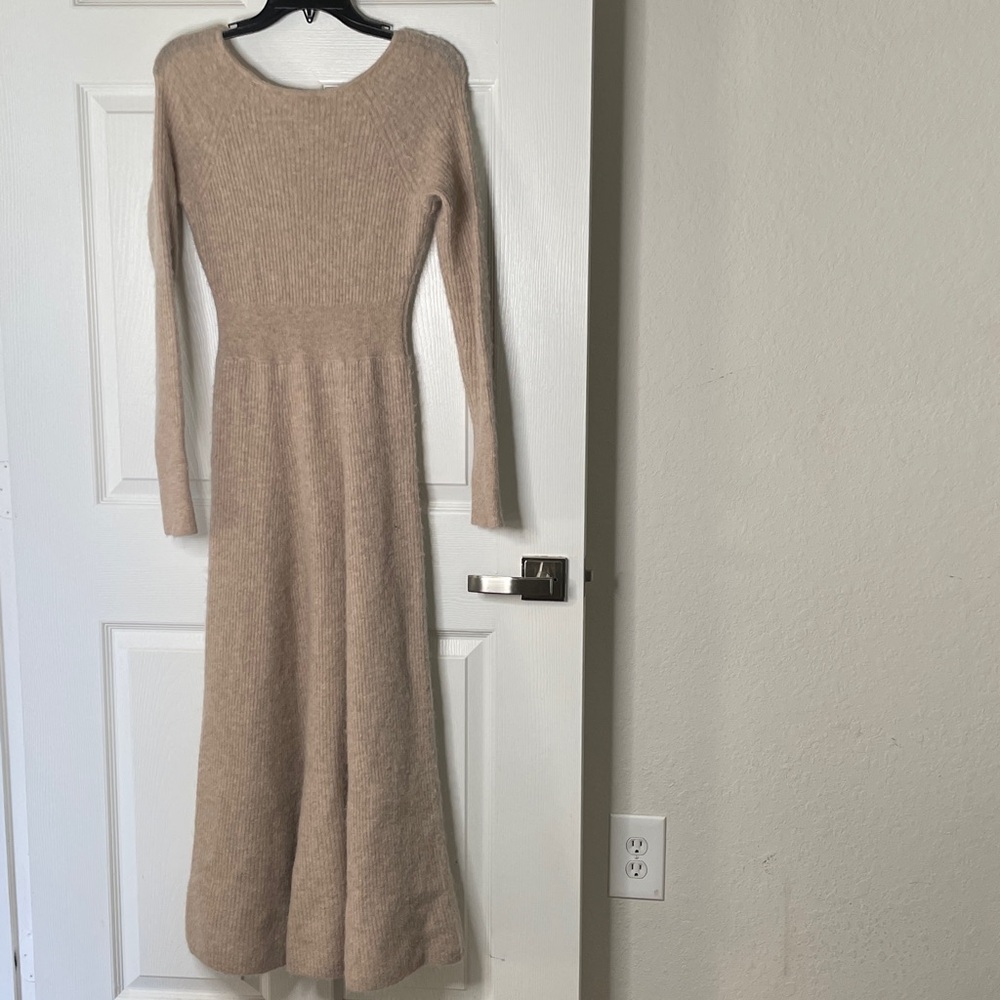NWT LoveShackFancy Knit Ribbed Long Sleeve Soumeeka Maxi Dress baby Alpaca Blend - Picture 6 of 6